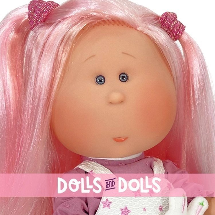 Muñeca Nines d'Onil 30 cm - Mia con pelo rosa y conjunto estrellitas