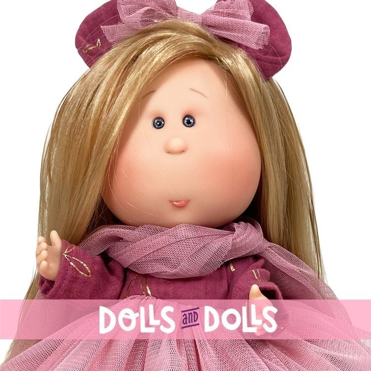 Muñeca Nines d'Onil 30 cm - Mia ARTICULADA - rubia con vestido rosa de tul