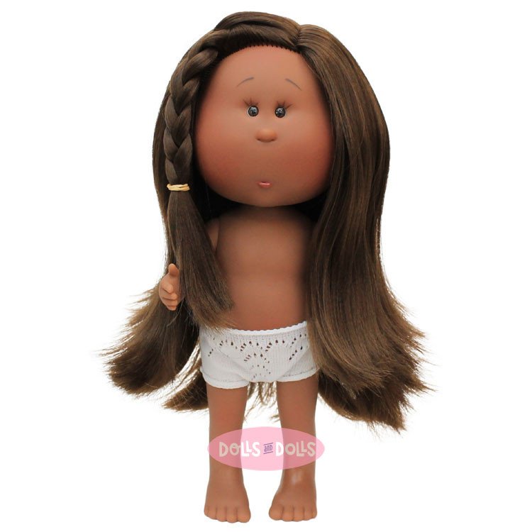 Muñeca Nines d'Onil 30 cm - Mia negra con pelo liso - Sin ropa