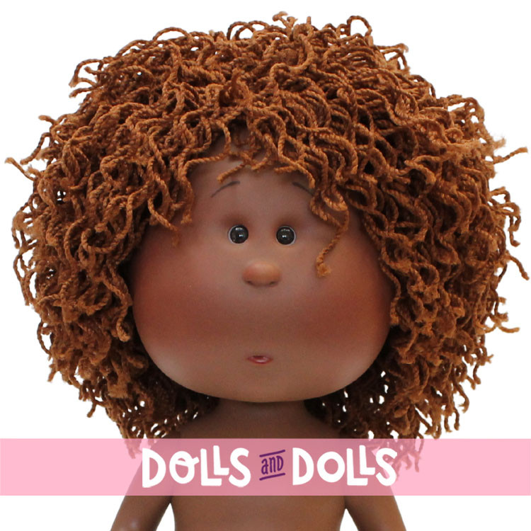 Muñeco Nines d'Onil 30 cm - Mio con pelo lana marrón - Sin ropa