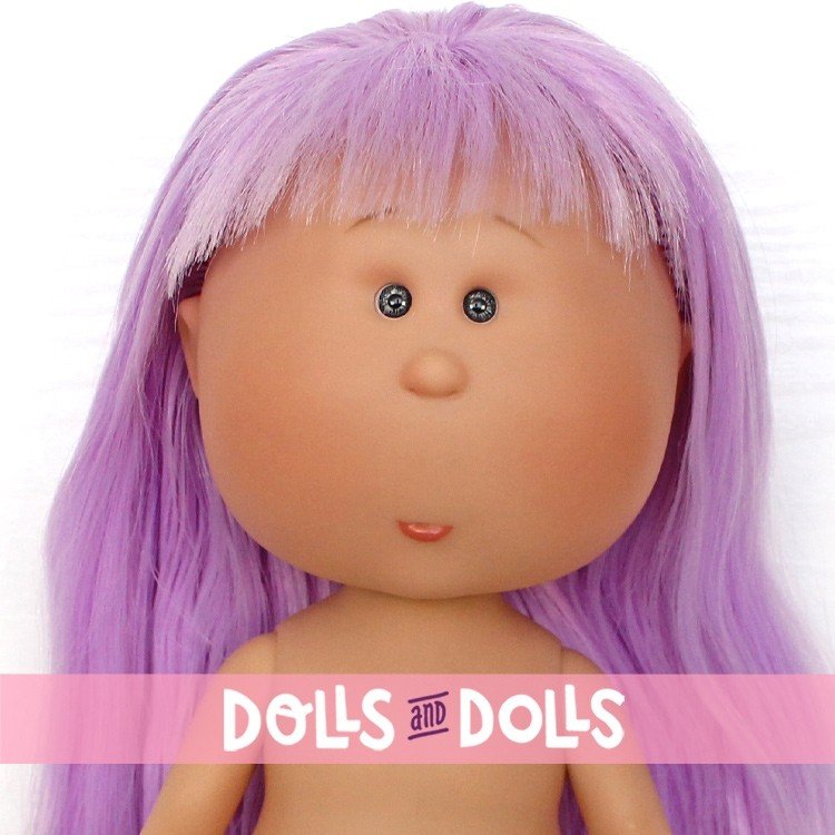 Muñeca Nines d'Onil 30 cm - Mia con pelo violeta liso con flequillo - Sin ropa