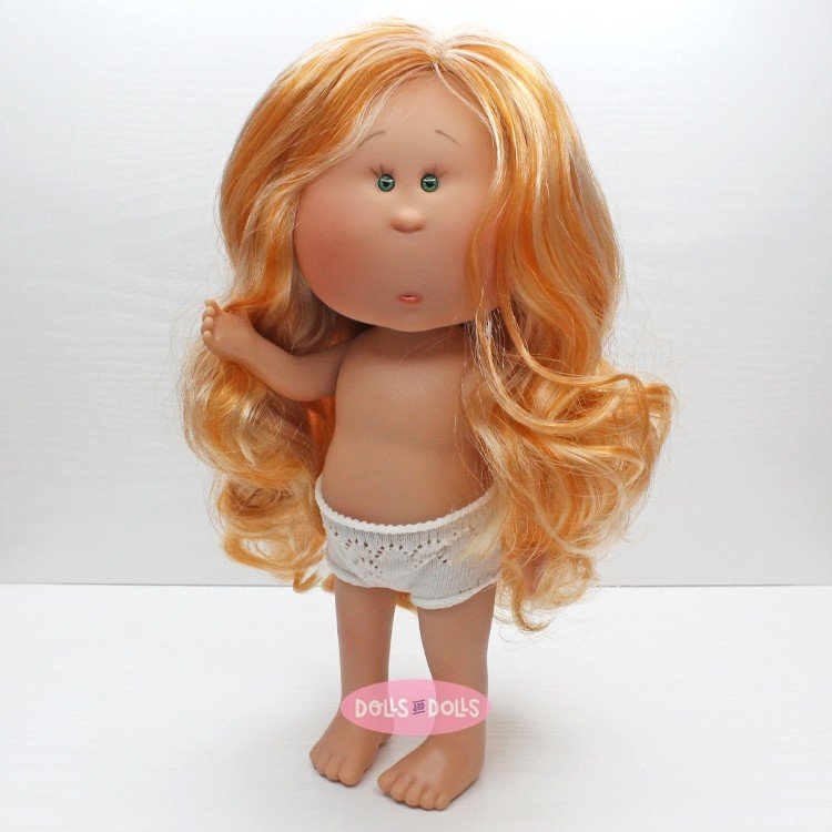Muñeca Nines d'Onil 30 cm - Mia con pelo pelirrojo ondulado con mechas - Sin ropa