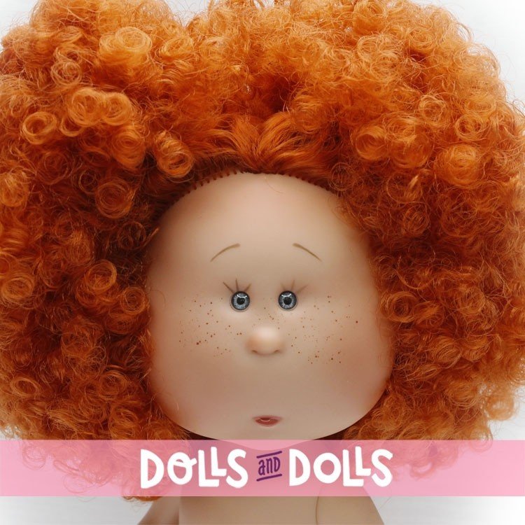 Muñeca Nines d'Onil 30 cm - Mia con pelo pelirrojo rizado con coletas - Sin ropa