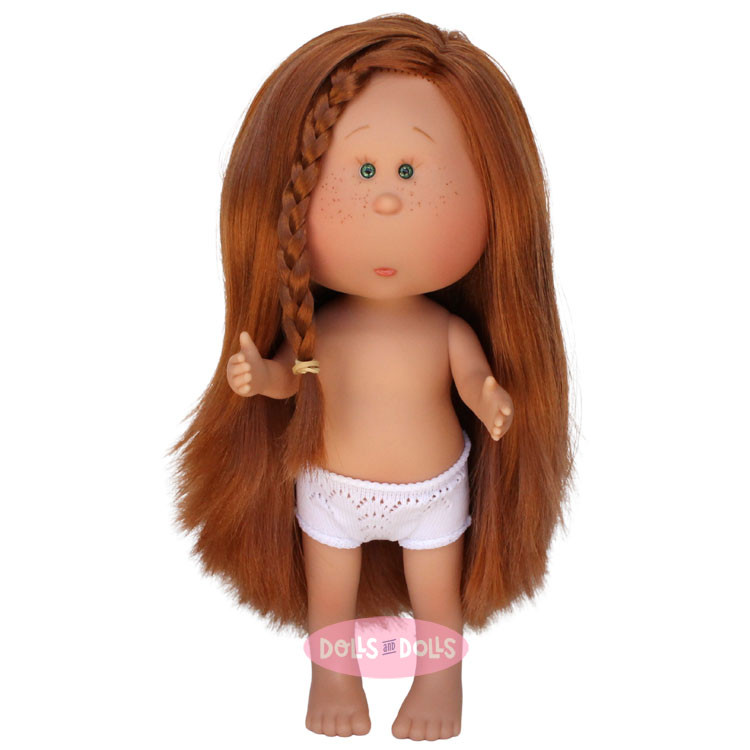 Muñeca Nines d'Onil 30 cm - Mia con pelo liso pelirrojo y trenza - Sin ropa