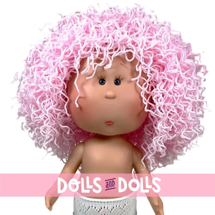 Muñeca Nines d'Onil 30 cm - Mia con pelo lana rosa - Sin ropa