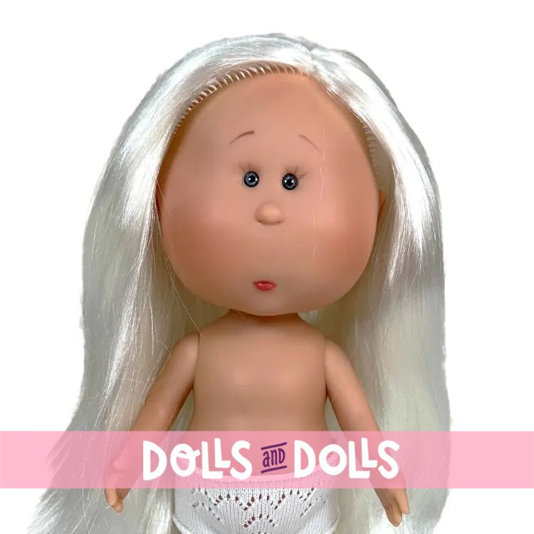 Muñeca Nines d'Onil 30 cm - Mia con pelo blanco liso - Sin ropa