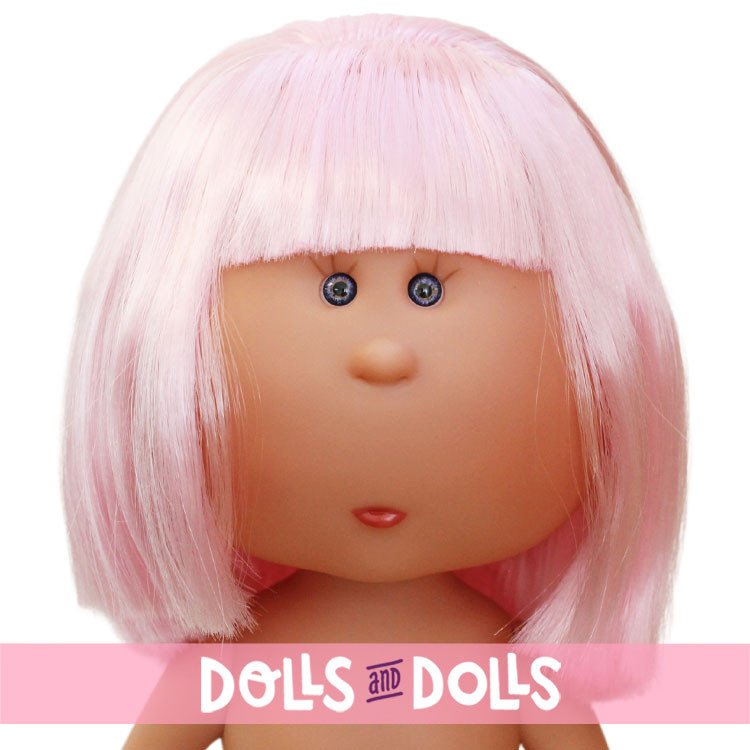 Muñeca Nines d'Onil 30 cm - Mia con pelo rosa liso con flequillo - Sin ropa