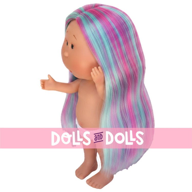 Muñeca Nines d'Onil 30 cm - Mia con pelo liso multicolor - Sin ropa