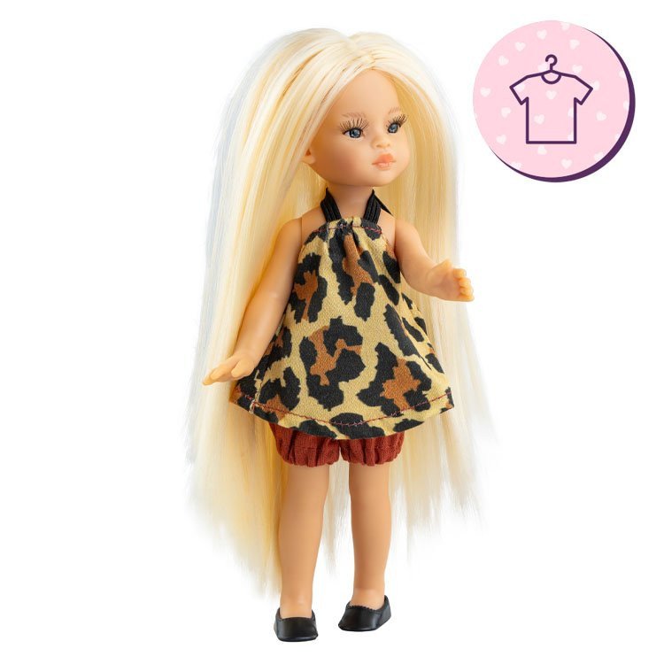 Ropa para muñecas Paola Reina 21 cm - Las Miniamigas - Nahia - Vestido con estampado animal