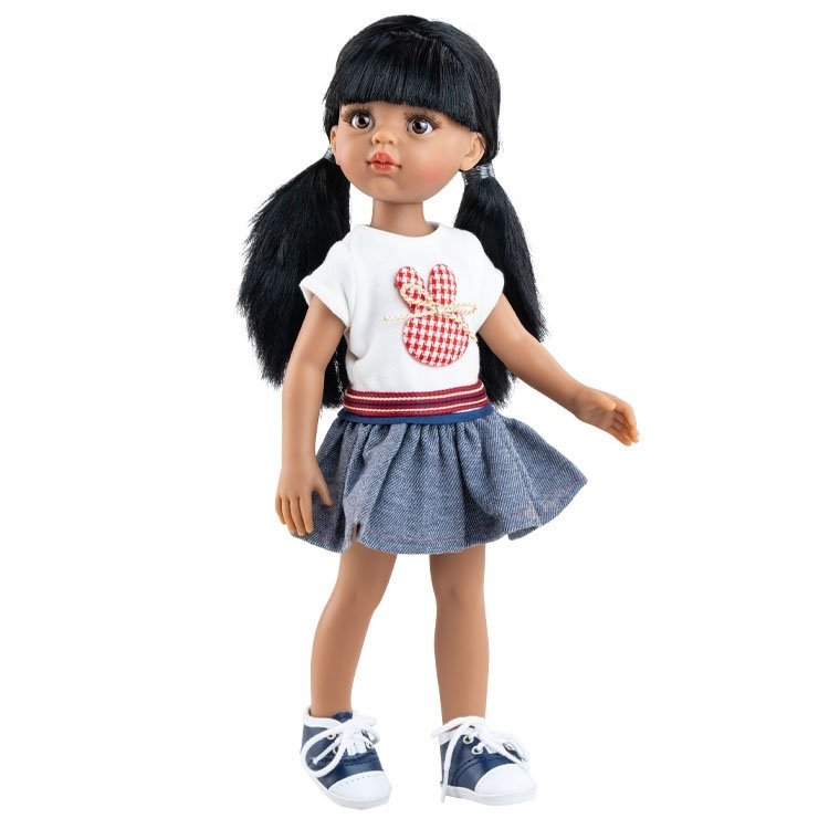 Muñeca Paola Reina 32 cm - Las Amigas - Caya con camiseta de conejito y falda vaquera