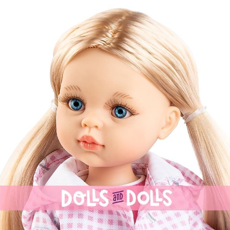 Muñeca Paola Reina 32 cm - Las Amigas - Rosa con vestido rosa y chaqueta a cuadros