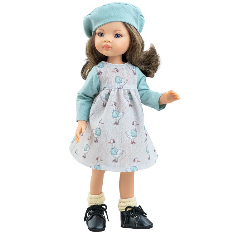 Muñeca Paola Reina 32 cm - Las Amigas Articuladas - Sofía con vestido azul estampado de patos