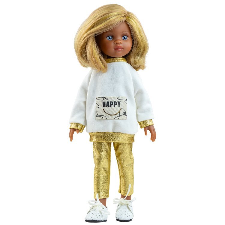 Muñeca Paola Reina 32 cm - Las Amigas Funky - Kira con conjunto blanco y dorado