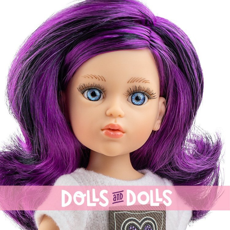 Muñeca Paola Reina 32 cm - Las Amigas Funky - Koti con suéter blanco y pantalones con estampado animal