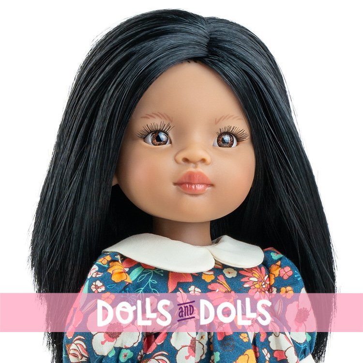 Muñeca Paola Reina 32 cm - Las Amigas - Meily con vestido de flores multicolor