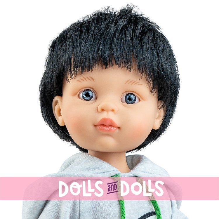 Muñeco Paola Reina 32 cm - Las Amigas - Vicente con sudadera gris con estampado de cohete