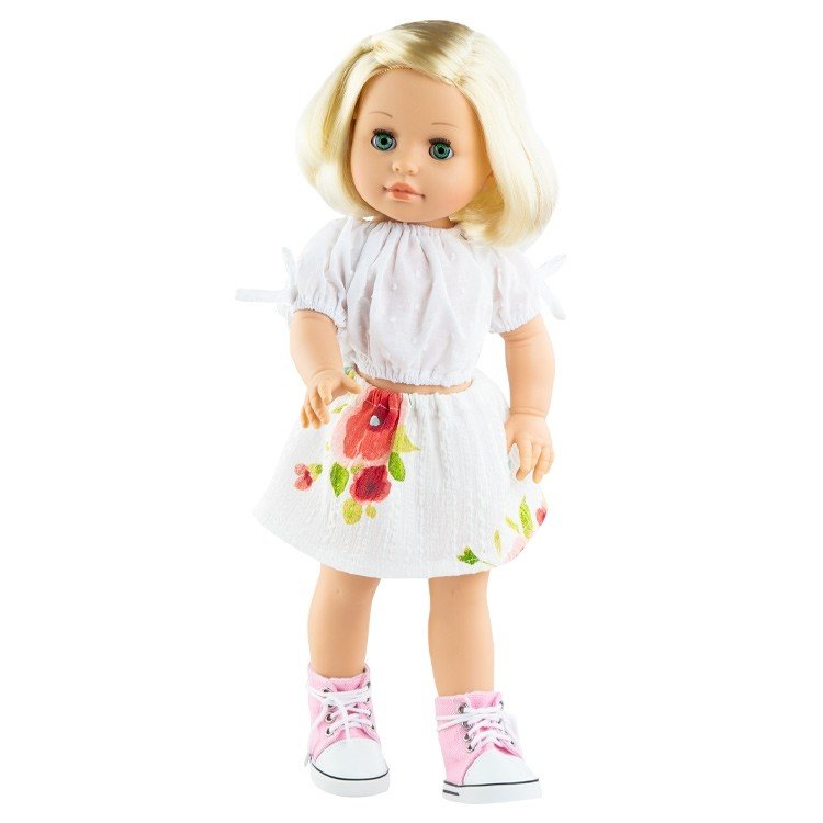 Muñeca Paola Reina 45 cm - Soy tú - Agatha con vestido blanco con flores