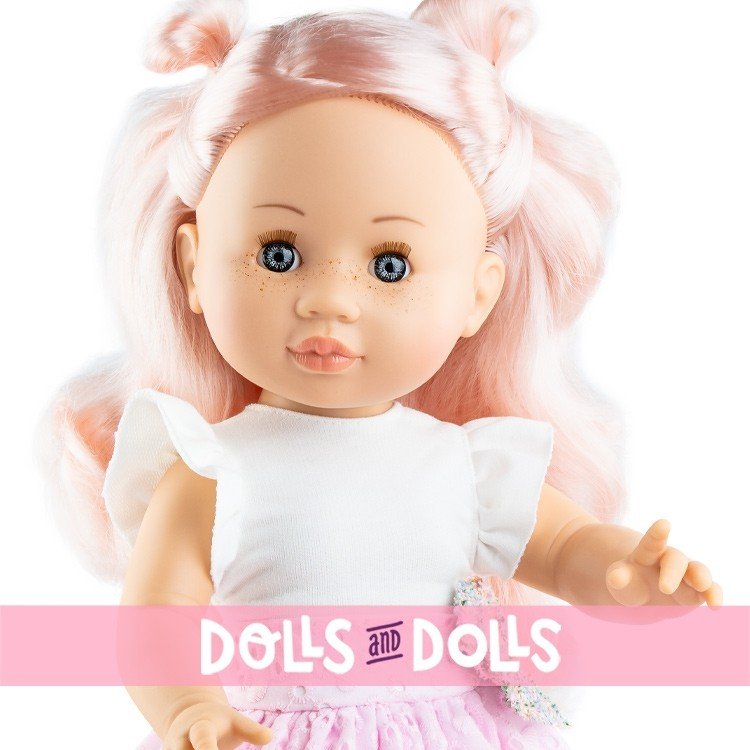 Muñeca Paola Reina 45 cm - Soy tú - Belén con vestido blanco-rosa