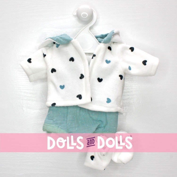 Ropa para muñecas Paola Reina 34 cm - Gordis - Fran - Mono celeste con chaqueta blanca con capucha
