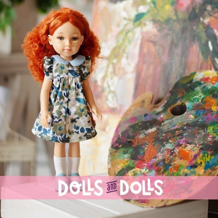 Muñeca Reina del Norte 32 cm - Ana con vestido con estampado natural