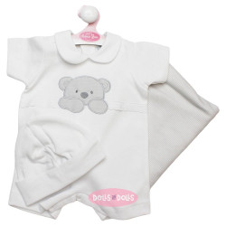 Ropa para muñecos Antonio Juan 40 - 42 cm - Colección Sweet Reborn - Pijama blanco de osito con gorro
