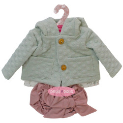 Ropa para muñecos Antonio Juan 40 - 42 cm - Colección Sweet Reborn - Conjunto con chaqueta verde