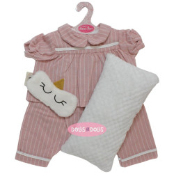 Ropa para muñecos Antonio Juan 40 - 42 cm - Colección Sweet Reborn - Conjunto rosa a rayas con cojín y antifaz