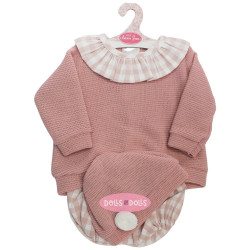 Ropa para muñecos Antonio Juan 52 cm - Colección Mi Primer Reborn - Conjunto vichy rosa con gorro