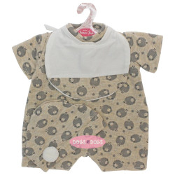 Ropa para muñecos Antonio Juan 52 cm - Colección Mi Primer Reborn - Pelele beige ovejitas con gorro