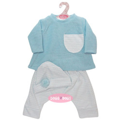 Ropa para muñecos Antonio Juan 52 cm - Colección Mi Primer Reborn - Pijama dos piezas azul con gorro