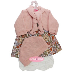 Ropa para muñecos Antonio Juan 52 cm - Colección Mi Primer Reborn - Vestido flores con chaqueta, bufanda y gorro
