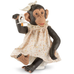 Muñeco animal Así 32 cm - Lola la Chimpancé con vestido Colección Teresa