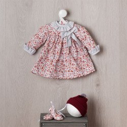 Ropa para Muñecas Así 57 cm - Vestido de flores rojas con gorro granate para muñeca Pepa