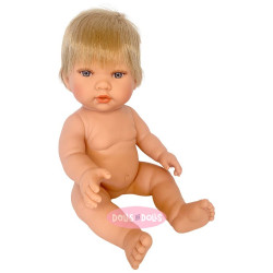 Muñeco D'Nenes 34 cm - Lean chico con pelo rubio liso sin ropa