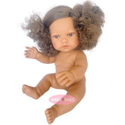 Muñeca D'Nenes 34 cm - Lean chica con pelo moreno con moños sin ropa