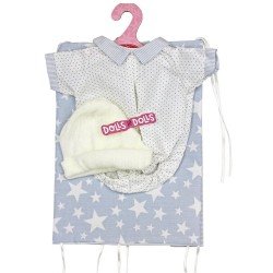 Ropa para muñecos Antonio Juan 33-34 cm - Set de arrullo de estrellas azul, body blanco y gorro