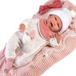 Muñeca Llorens 42 cm - Recién nacida Mimi sonrisas con mantita