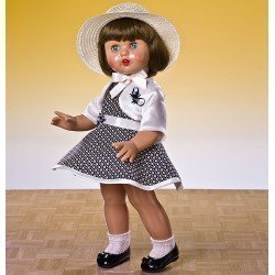 Muñeca Mariquita Pérez 50 cm - Con vestido de rombos marino con sombrero