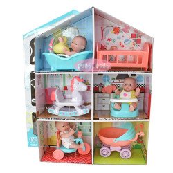 Casita de cartón con muñecas y accesorios - Designed by Berenguer - Lots to Love Babies
