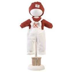 Ropa para Muñecas Llorens 42 cm - Mono blanco con suéter y gorro rojos