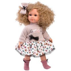Muñeca Llorens 35 cm - Elena con suéter beige y falda de flores