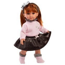 Muñeca Llorens 35 cm - Nicole con suéter rosa y falda negra