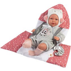 Muñeca Llorens 42 cm - Recién nacida Mimi llorona con portabebé espacial