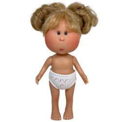 Muñeca Nines d'Onil 23 cm - Little Mia rubia con moño y ojos grises - Sin ropa