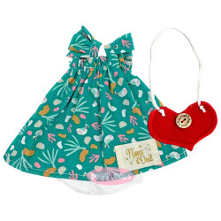 Ropa para Muñecas Nines d'Onil 30 cm - Pippa - Vestido naturaleza con bolso corazón