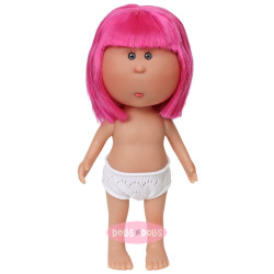 Muñeca Nines d'Onil 23 cm - Little Mia con pelo liso fucsia con flequillo - Sin ropa