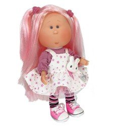Muñeca Nines d'Onil 30 cm - Mia con pelo rosa y conjunto estrellitas