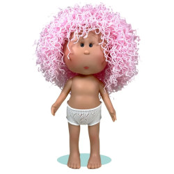 Muñeca Nines d'Onil 30 cm - Mia con pelo lana rosa - Sin ropa