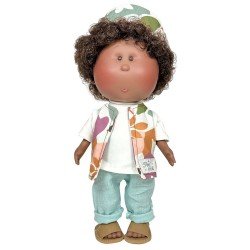 Muñeco Nines d'Onil 30 cm - Mio moreno con conjunto estampado natural