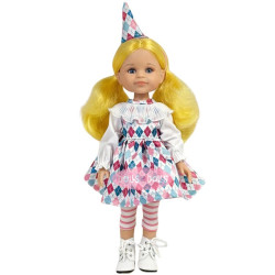Muñeca Paola Reina 32 cm - Las Amigas - Cleo Arlequín con pelo amarillo Serie Limitada con vestido adicional
